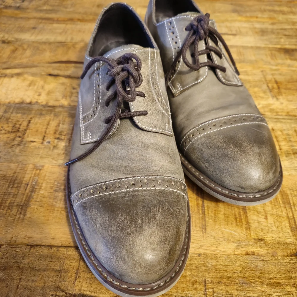 Steve Madden Men's Gray Leather Dress Shoes 